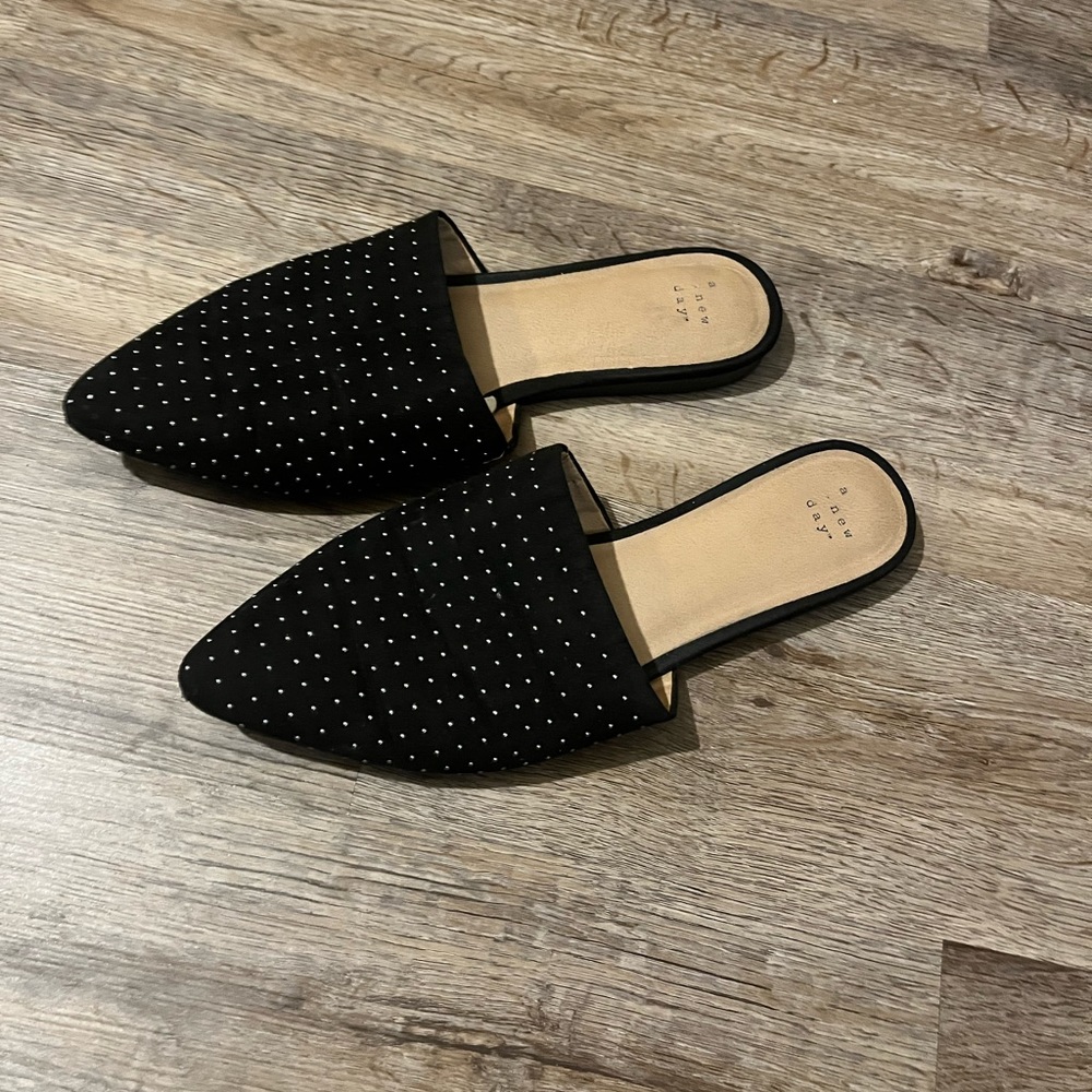 Women's black Slip-On Mule Flats - A New Day™  size 11